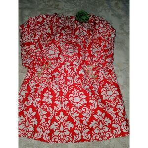 Le Za Me Girls Sz. 4 Red & Green Floral Dress. Beautiful, Classic